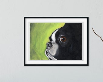 Boston Terrier Print from oil painting, Boston Terrier gift, Boston Terrier art, Boston Terrier decor, home decor