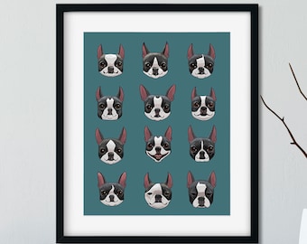 Boston Terrier gifts, Boston Terrier lovers, boston terrier art print, wall decor, boston terrier wall art print, dog art