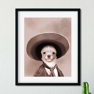 Chihuahua gift, old west Chihuahua Art, Print by Brian Rubenacker, Chihuahua wall art print, Chihuahua cowboy