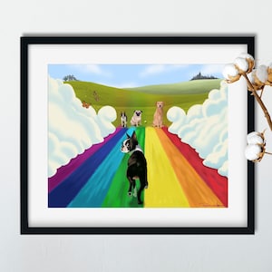 Boston Terrier gift, rainbow bridge Boston Terrier Art, Brian Rubenacker, boston terrier wall art print, boston terrier memorial