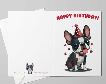 Boston terrier card, Birthday cards, boston terrier greeting cards, dog birthday card, boston terrier gift, card sets