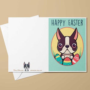 Boston terrier card, Easter cards, love hearts, boston terrier greeting cards, dog easter card, boston terrier gift, card sets