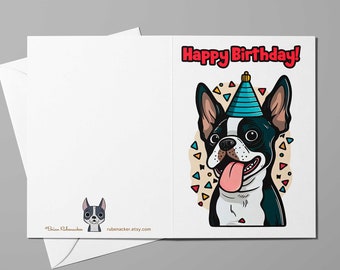 Boston terrier card, Birthday cards, boston terrier greeting cards, dog birthday card, boston terrier gift, card sets