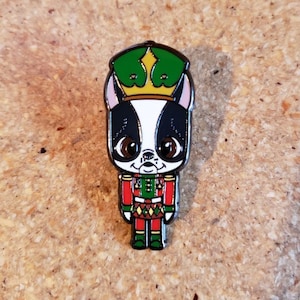 Boston terrier gift, boston terrier pin, boston terrier lapel pin, Christmas pin, boston terrier Christmas, soft enamel pin, nut cracker