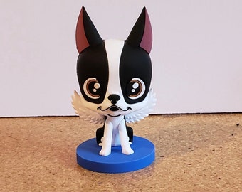 Boston terrier Figure, boston terrier gift, pvc figure boston terrier lover, 3 inch Boston terrier angel PVC figure, collectable dog figure