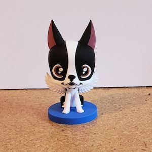 Boston terrier Figure, boston terrier gift, pvc figure boston terrier lover, 3 inch Boston terrier angel PVC figure, collectable dog figure