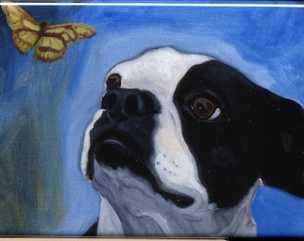 Boston Terrier Butterfly dog art magnet, Boston terrier gift, boston terrier refrigerator magnet