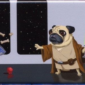 Pug Sci fi Cute Dog Art Magnet, Pug gift, pug magnet, kitchen magnet, kitchen decor