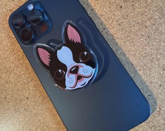 Boston Terrier phone grip, boston terrier artwork