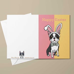 Boston Terrier Karte, Osterkarten, Liebesherzen, Boston Terrier Grußkarten, Hund Osterkarte, Boston Terrier Geschenk, Kartensets