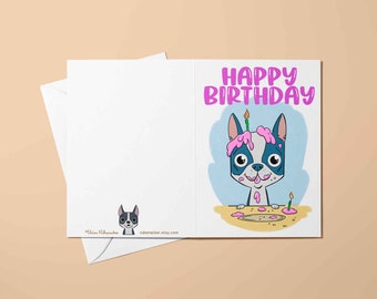 Boston terrier card, Birthday cards, boston terrier greeting cards, dog birthday card, boston terrier gift, card sets