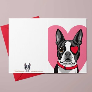 Boston Terrier Karte, Valentinstag Karte, Liebe Boston Terrier, Hund Valentinstag, Boston Terrier Geschenk, Karte setzt Augenklappe