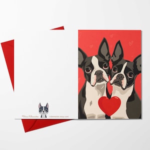 Boston Terrier Karte, Valentinstag Karte, Liebe Boston Terrier, Valentinstag Karte, Hund Geschenk, Karte setzt Vintage-Stil
