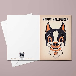 Boston terrier card, Halloween cards, boston terrier greeting cards, dog Halloween card, boston terrier gift, card sets, vintage inspired