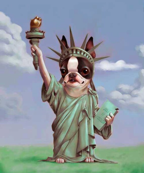 Boston terrier giftBoston Terrier Statue of Liberty boston Etsy