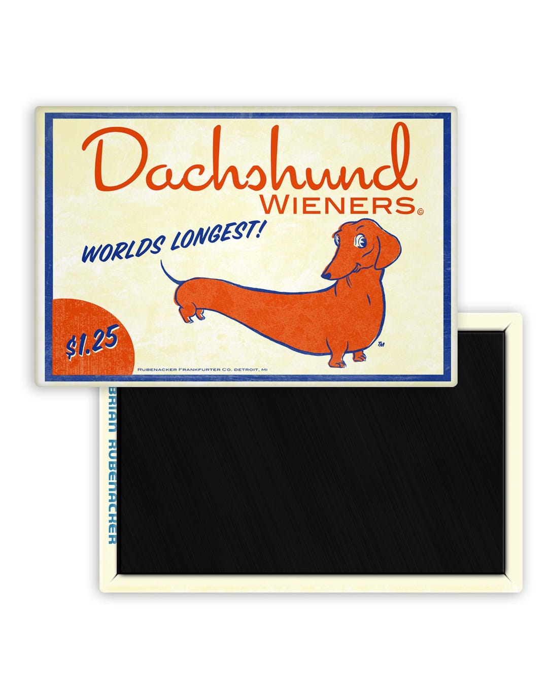 Dachshund Hotdog Wiener Label Magnet Dog Art, Dachshund Gift