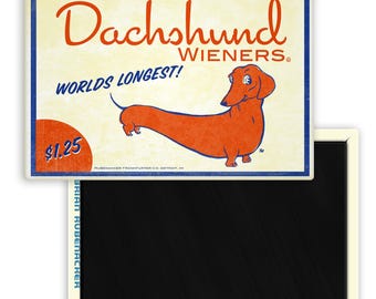 Dachshund Hotdog Magnet: Wiener Dog Art Label - Etsy