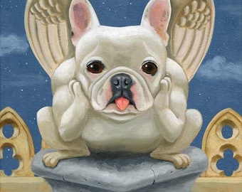 French Bulldog gift, Frenchie Gargoyle Dog Art PRINT, French Bulldog wall decor, art print home decor, French Bulldog art print