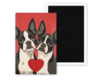 Boston terrier heart dog art love magnet, boston terrier gift, boston terrier dog art magnet, valentine magnet, love magnet