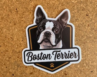 Boston terrier vinyl sticker, boston terrier stickers, boston terrier gift, dog stickers,car stickers, 3 inch stickers, Boston terrier
