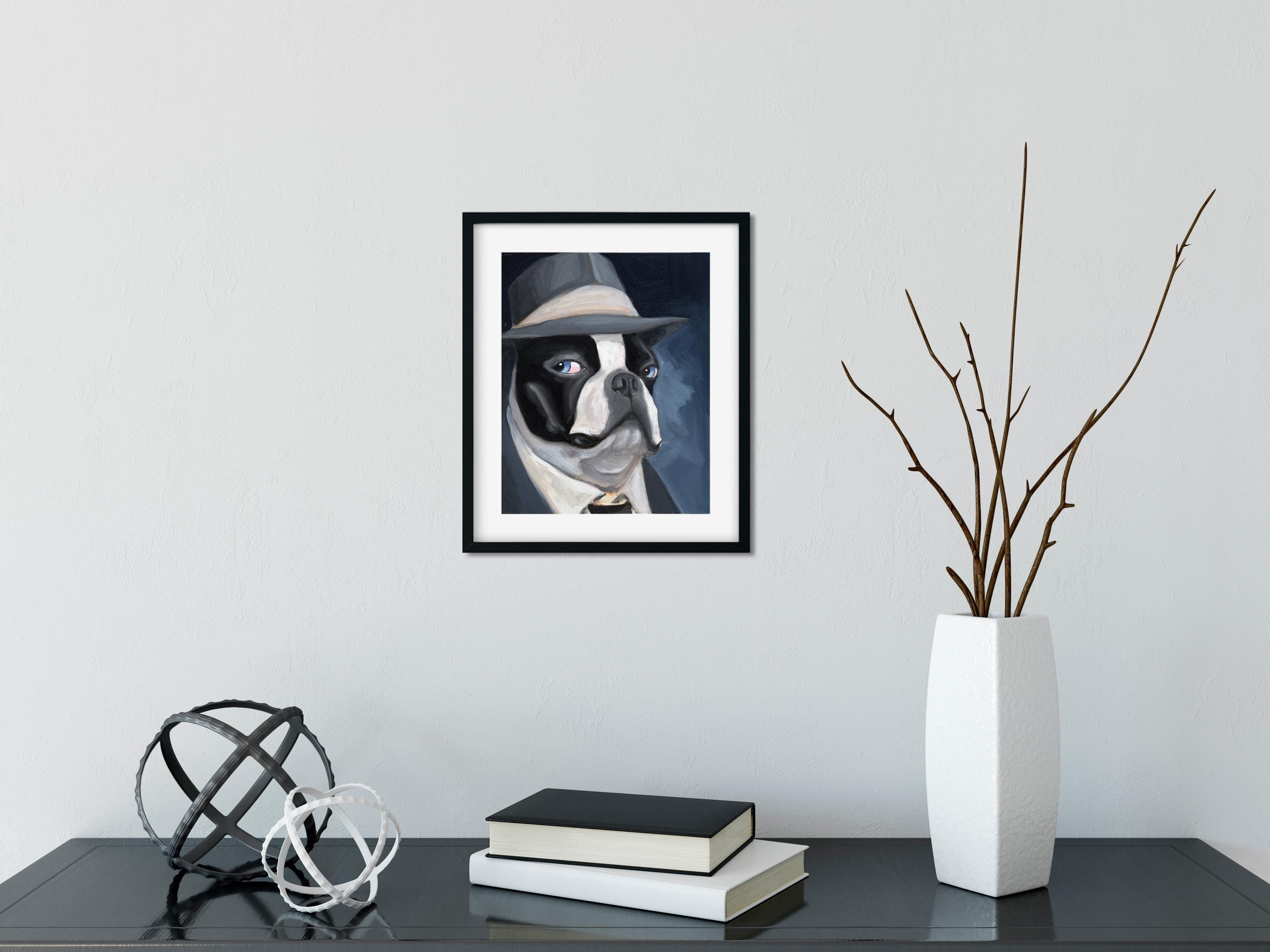 Society6 ケース Boston Terrier by Anne Was Here Boston Terrier Print, Red Mustache Wall Art Gift for Geek