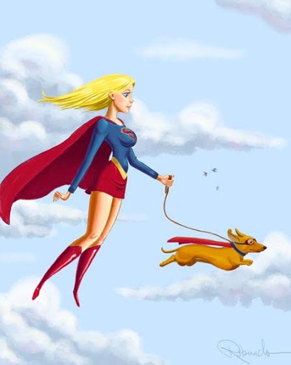 Dachshund gift Supergirl Walks her Supergirl pillowcase | Etsy