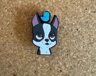 Boston terrier croc shoe charm, boston terrier gift, boston terrier charm, cute dog shoe charm, boston terrier bird, croc dog charm, bird