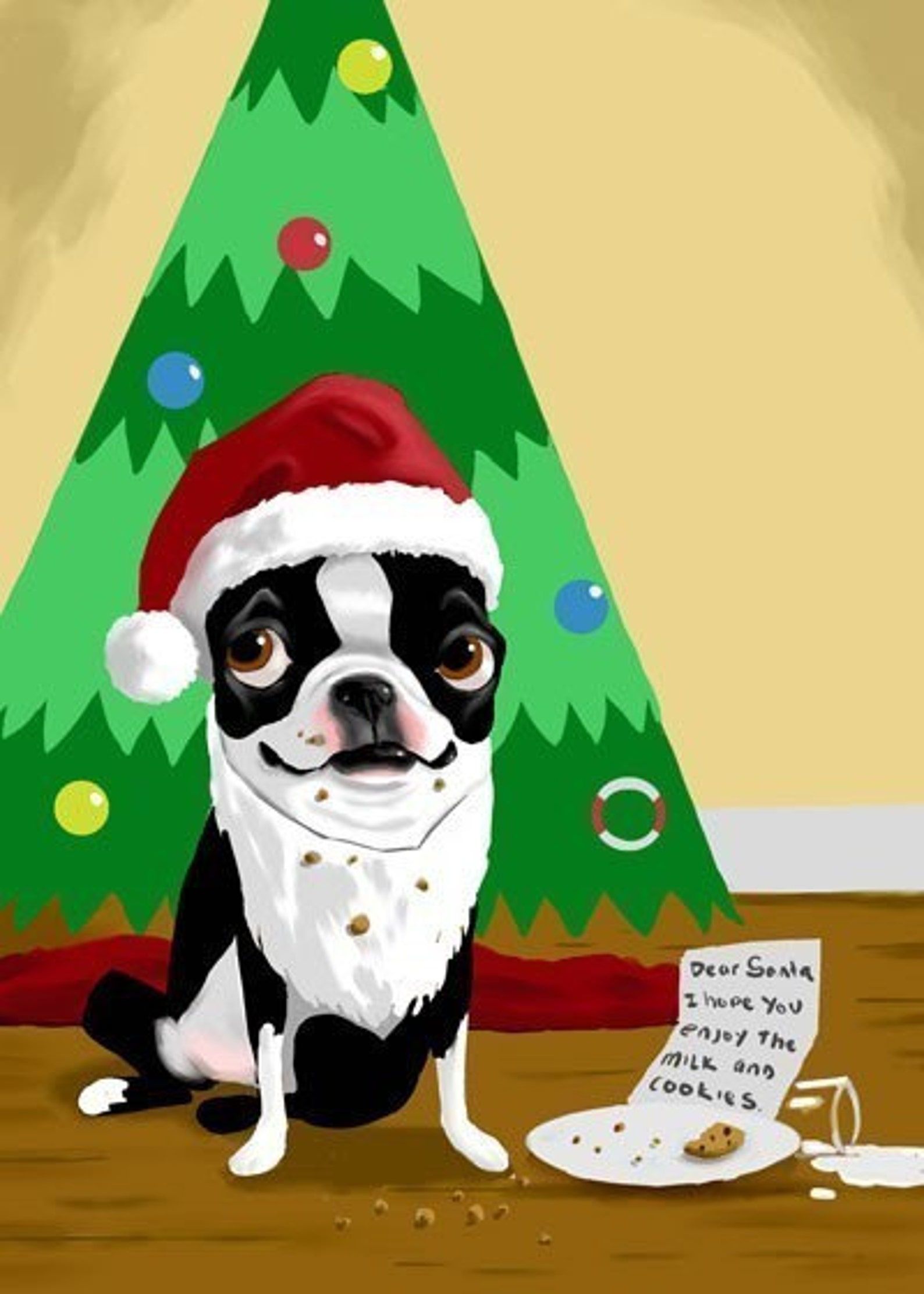 Boston Terrier Gift Boston Terrier Holiday Christmas Print | Etsy