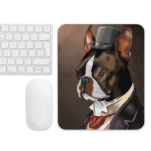 Boston terrier Mouse pad, boston terrier gift, boston terrier art mouse pad, boston terrier lover, boston terrier, top hat boston terrier