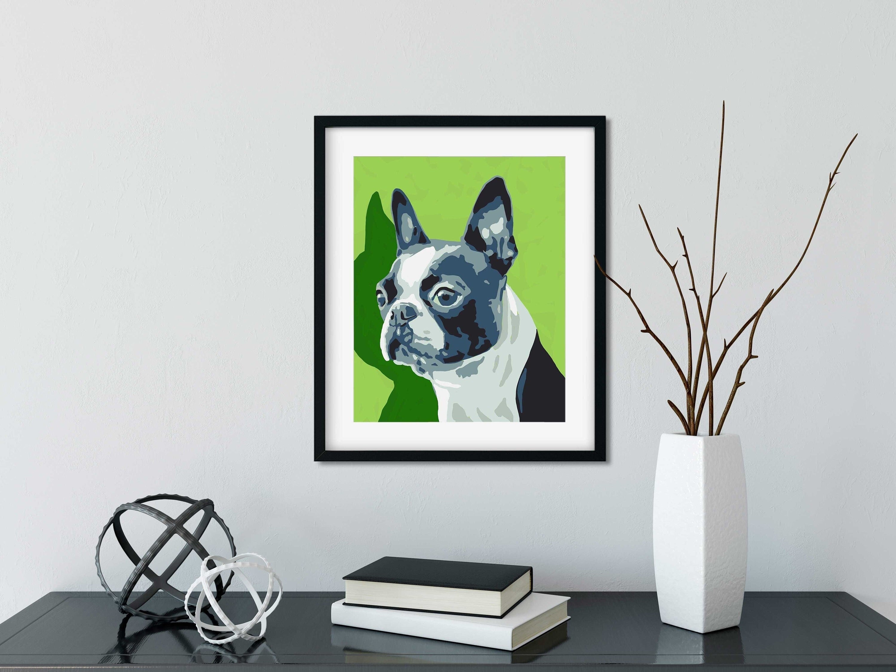 Society6 ケース Boston Terrier by Anne Was Here Frameless Canvas Print, Poopin' Boston Terrier, 30x30, 24x24