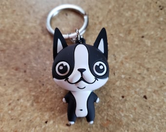 Boston terrier keychain, boston terrier gift, key fob, boston terrier lover 2" keychain, boston terrier mom, car accessory