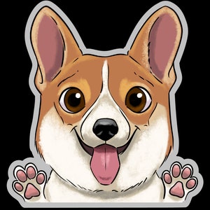 Corgi clear vinyl stickers, Corgi stickers, Corgi gift, dog stickers, car stickers, 5 inch stickers