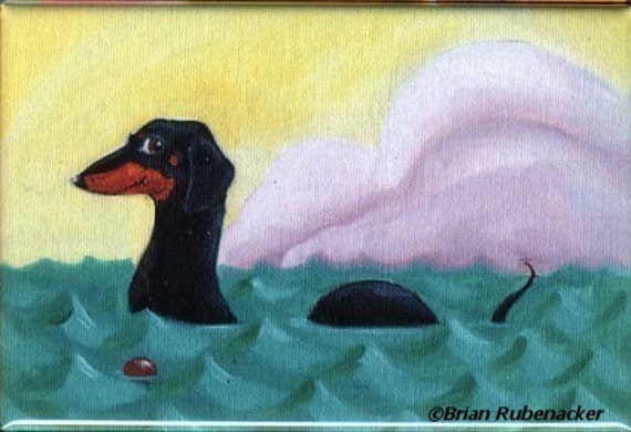 Dachshund Dach-ness Monster Dog Art Magnet, Dachshund Gift