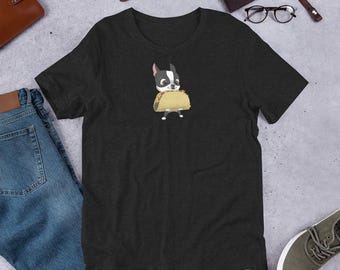 whimsical Boston terrier holding a taco Unisex t-shirt