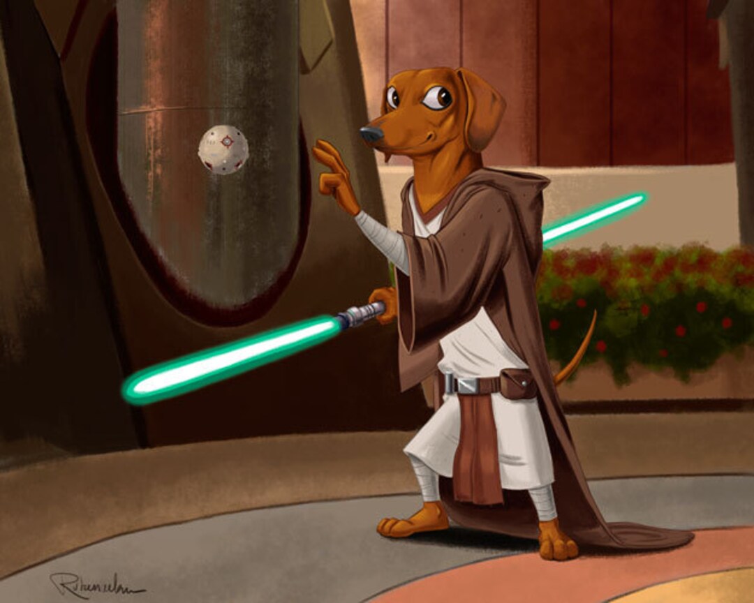 Dachshund Art Print Jedi Dog Art Print Dachshund Gift Etsy