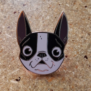 Boston terrier gift, boston terrier pin, boston terrier lapel pin, cute dog pin, boston terrier sleeping, hard enamel pin,brown red boston