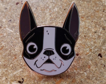 Boston terrier gift, boston terrier pin, boston terrier lapel pin, cute dog pin, boston terrier sleeping, hard enamel pin,brown red boston