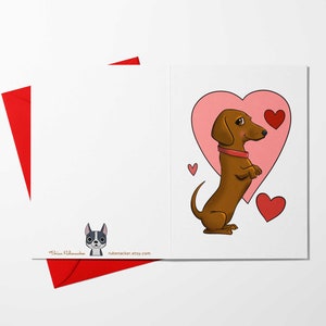 Dackel Karte, Valentinstag Karten, Liebesherzen, Dackel Grußkarten, Hunde Valentinstag Karte, Dackel Geschenk, Kartensets