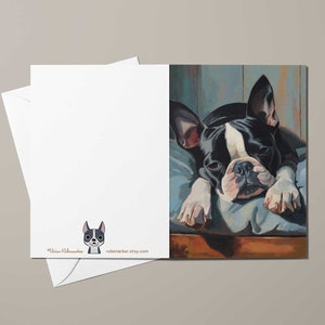 Boston terrier card, get well cards, boston terrier greeting cards, dog card, boston terrier gift, card sets, friend card