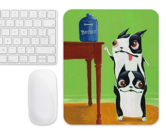 Boston terrier Mouse pad, boston terrier gift, boston terrier art pad, boston terrier lover, boston terrier bone thieves boston terrier