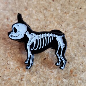 Boston terrier gift, boston terrier pin, glow in the dark skeleton, Halloween pin, boston terrier Halloween, soft enamel pin, Halloween gift