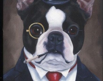 Boston Terrier American Gentleman dog art magnet, boston terrier gift, dog art gift, boston terrier decor