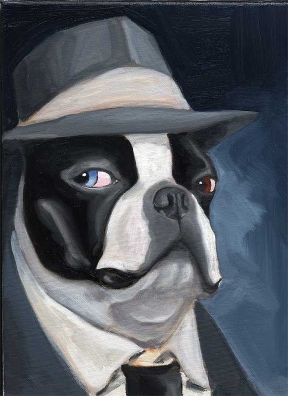Boston Terrier Umbrella 2 - Blue Boston Terrier Umbrella 2 - Blue