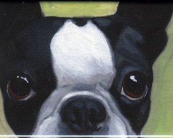 Boston Terrier magnet, cute boston terrier gift, boston terrier art, boston terrier painting, dog art magnet