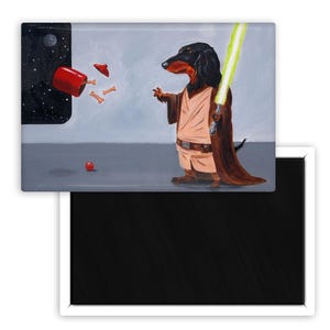 Dacshund gift, Dachshund dog art, space wizard Dog Art Magnet, space wars gift, Dachshund mom, Dachshund lover, pop art, sci fi