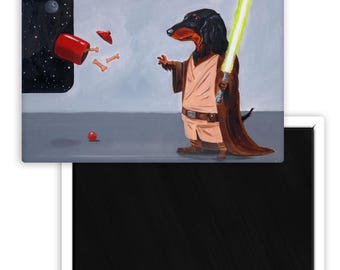 Dacshund gift, Dachshund dog art, space wizard Dog Art Magnet, space wars gift, Dachshund mom, Dachshund lover, pop art, sci fi