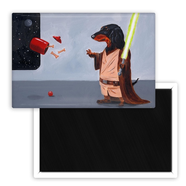 Dacshund gift, Dachshund dog art, space wizard Dog Art Magnet, space wars gift, Dachshund mom, Dachshund lover, pop art, sci fi