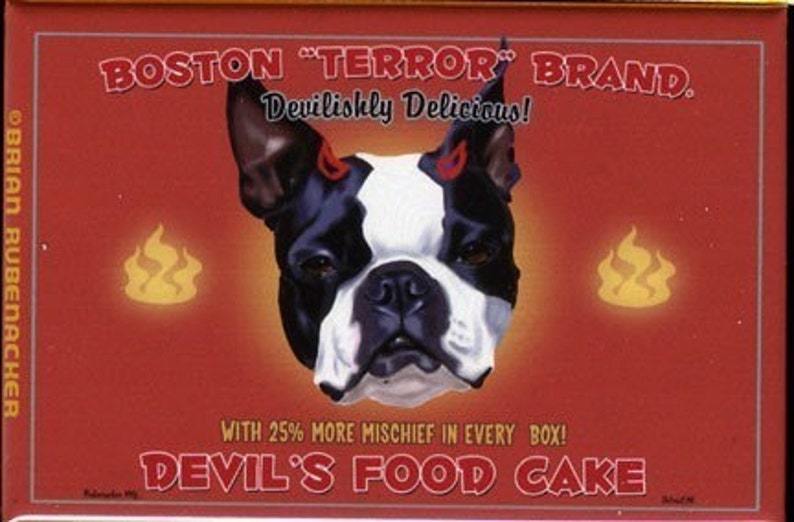 Boston Terrier Devil's Food Cake Magnet image 1