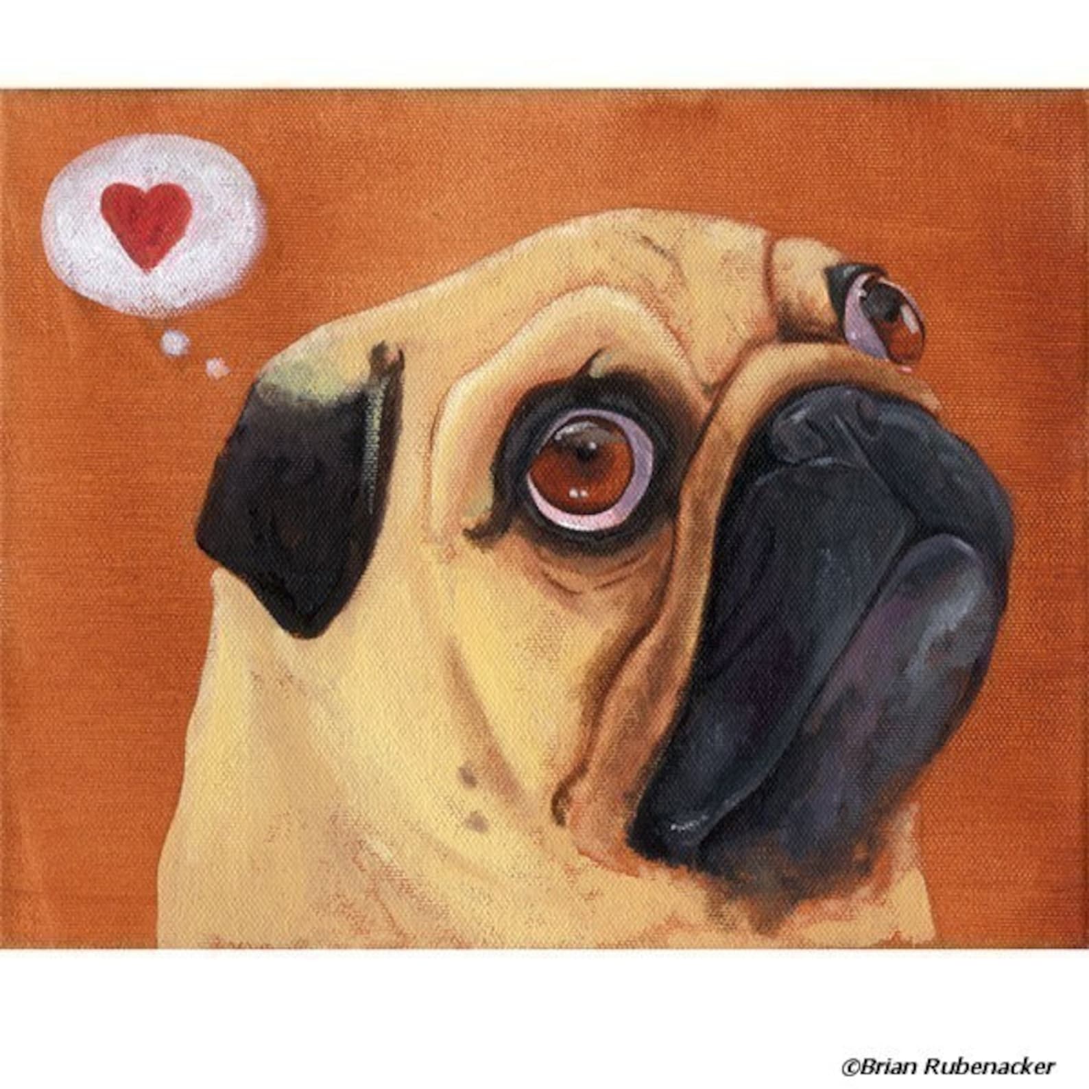 Pug gift pug dog art Pug Heart print pug home and wall Etsy