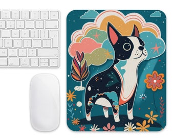 Boston terrier Mouse pad, boston terrier computer gift, desk accessory, boston terrier art, boston terrier lover